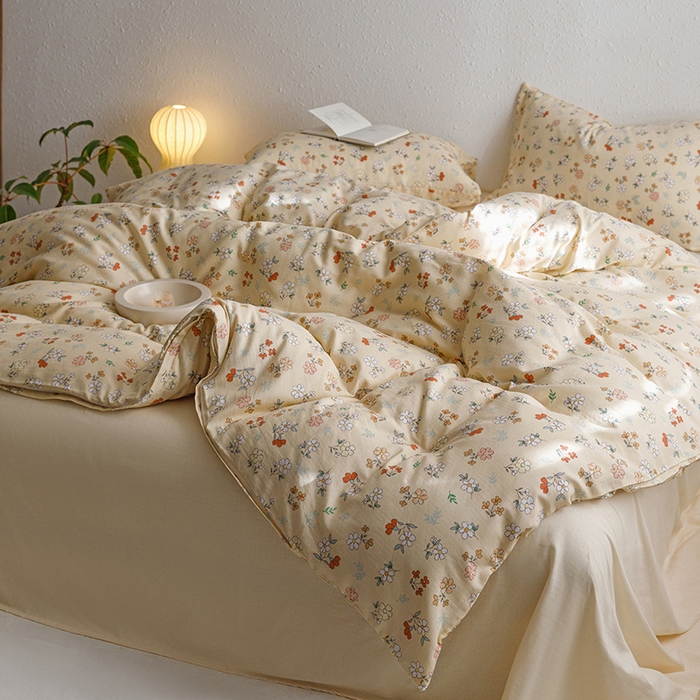 91家纺网 家纺一手货源 找家纺 窝米 2023新款全棉A类双层纱系列四件套 花蜜