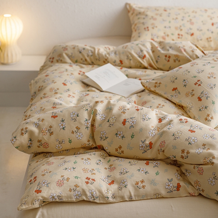 91家纺网 家纺一手货源 找家纺 窝米 2023新款全棉A类双层纱系列四件套 花蜜