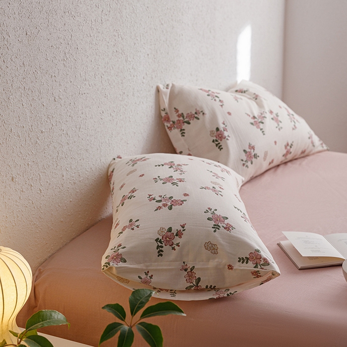 91家纺网 家纺一手货源 找家纺 窝米 2023新款全棉A类双层纱系列四件套 花意浓