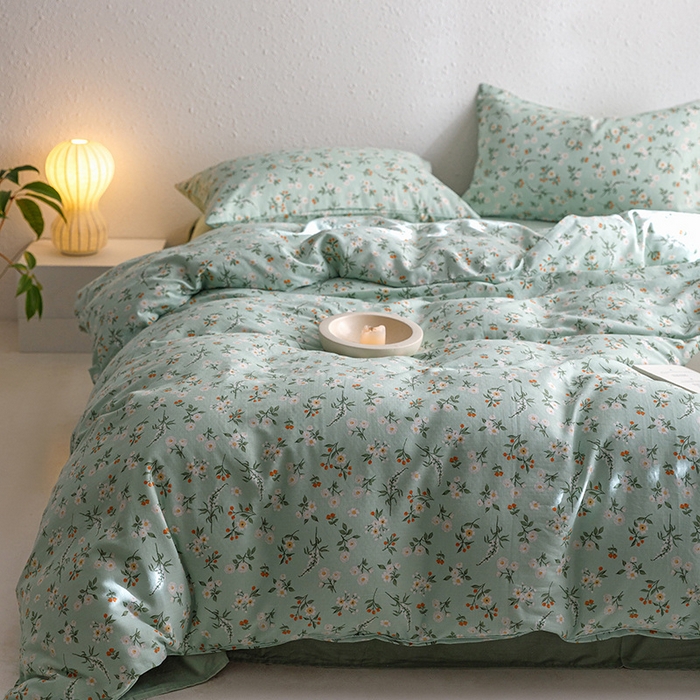 91家纺网 家纺一手货源 找家纺 窝米 2023新款全棉A类双层纱系列四件套 精灵花园