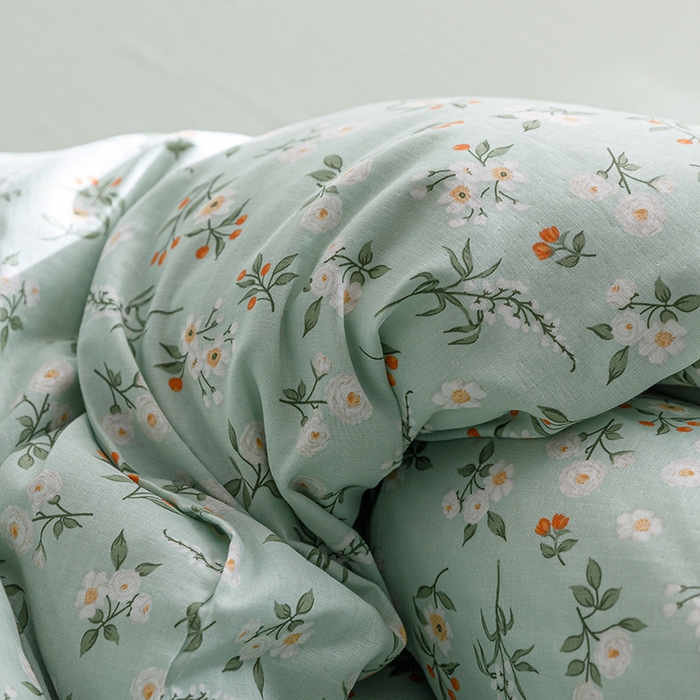 91家纺网 家纺一手货源 找家纺 窝米 2023新款全棉A类双层纱系列四件套 精灵花园