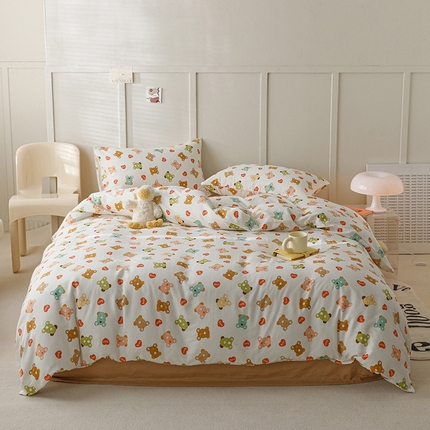 91家纺网 家纺一手货源 找家纺 窝米 2023新款全棉A类双层纱系列四件套 珍妮