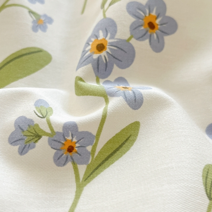 91家纺网 家纺一手货源 找家纺 曼之夏 2023新款全棉印花小碎花四件套 蓝色心情