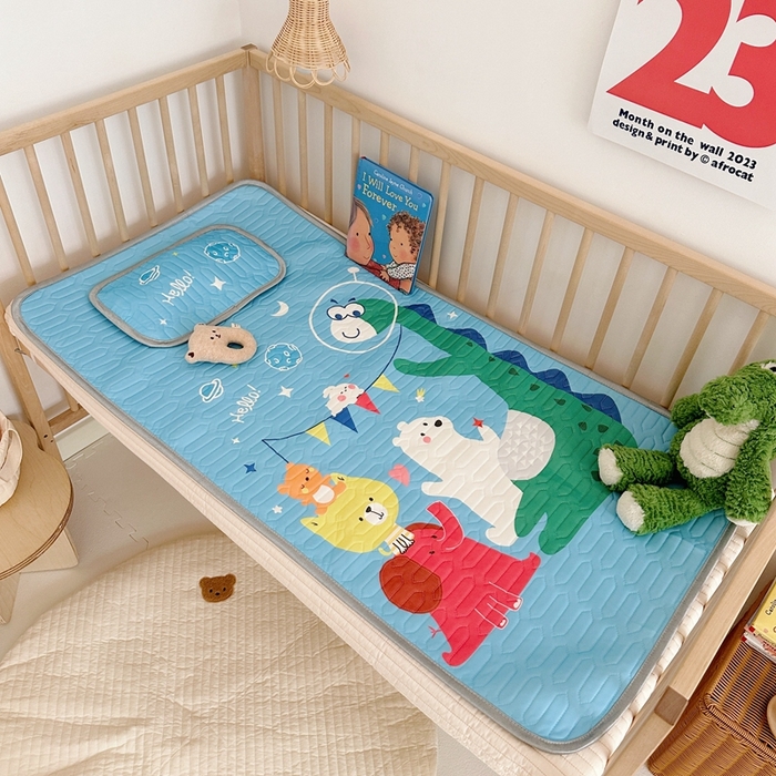 91家纺网 家纺一手货源 找家纺 美乐迪2023新款婴童乳胶凉席 恐龙伙伴