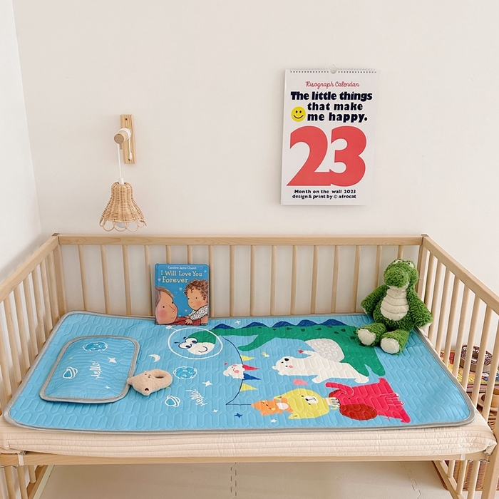 91家纺网 家纺一手货源 找家纺 美乐迪2023新款婴童乳胶凉席 恐龙伙伴