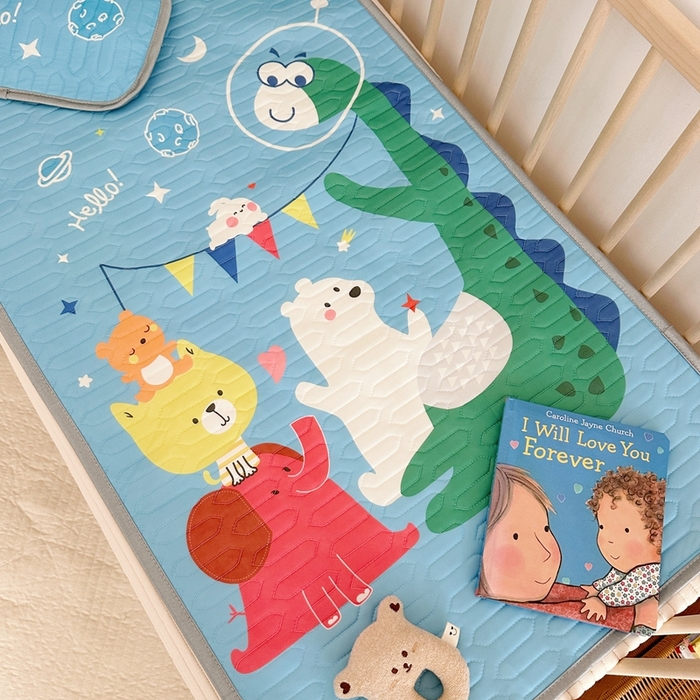 91家纺网 家纺一手货源 找家纺 美乐迪2023新款婴童乳胶凉席 恐龙伙伴