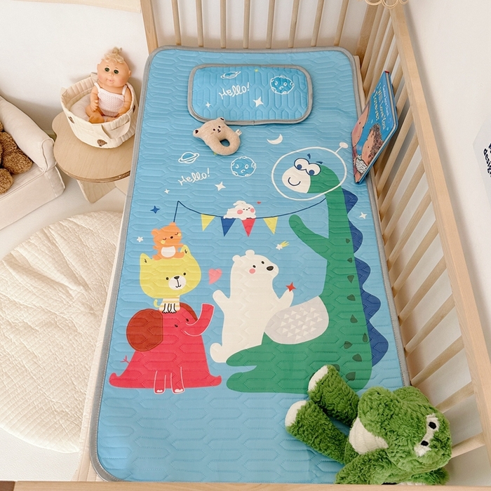 91家纺网 家纺一手货源 找家纺 美乐迪2023新款婴童乳胶凉席 恐龙伙伴