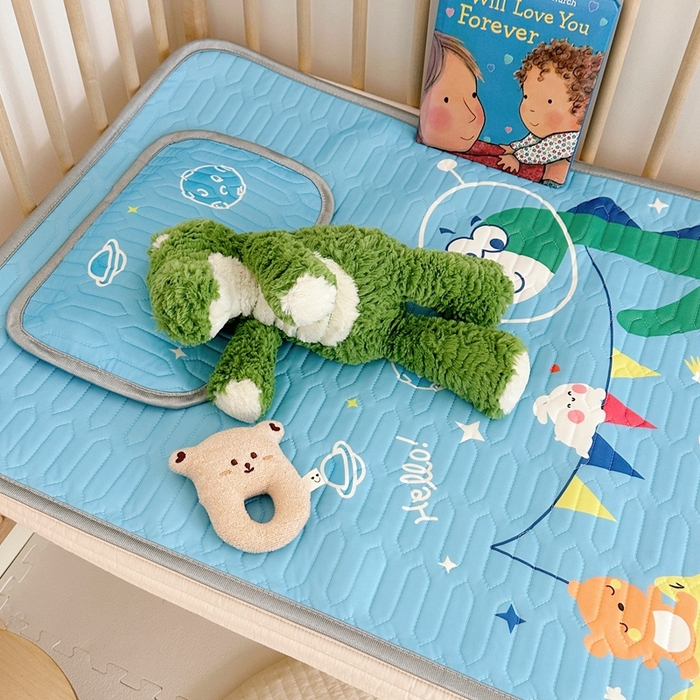 91家纺网 家纺一手货源 找家纺 美乐迪2023新款婴童乳胶凉席 恐龙伙伴