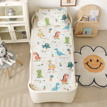 91家纺网 家纺一手货源 找家纺 嗨生活2023新款幼儿园凉席 儿童乳胶凉席 漫画恐龙