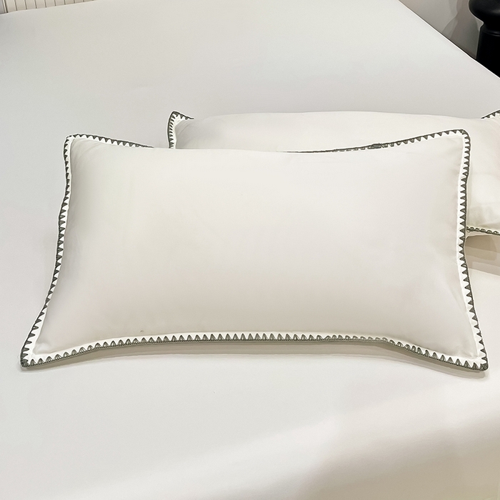 91家纺网 家纺一手货源 找家纺 艾米家居 2025新款水洗真丝贝壳边系列四件套 白