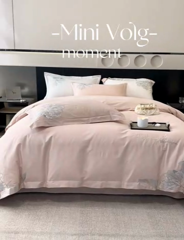 91家纺网 家纺一手货源 找家纺 2023新款13372全棉刺绣四件套-花漾 粉