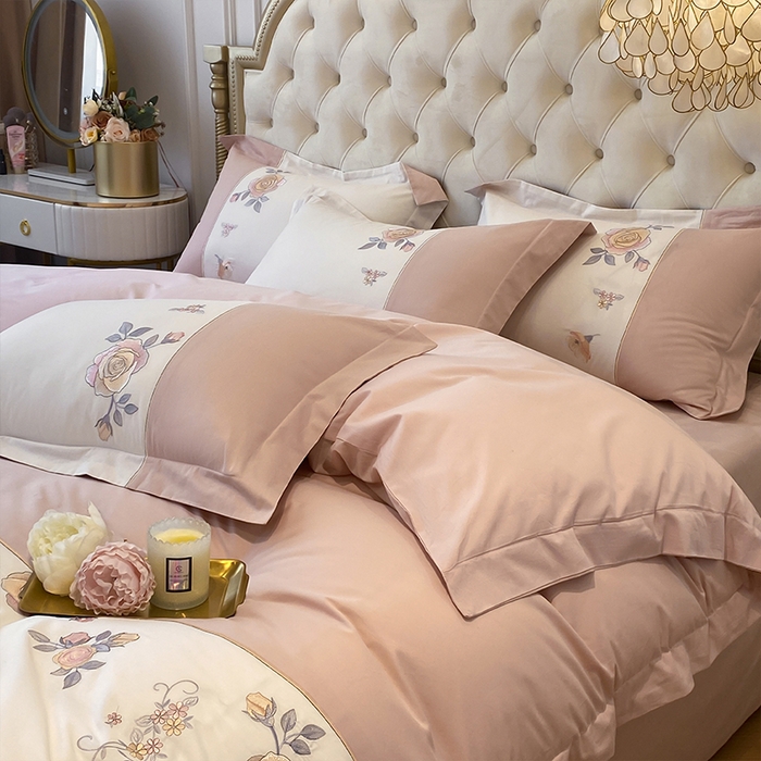 91家纺网 家纺一手货源 找家纺 （总）2023新款13372全棉刺绣四件套-蔷薇之恋