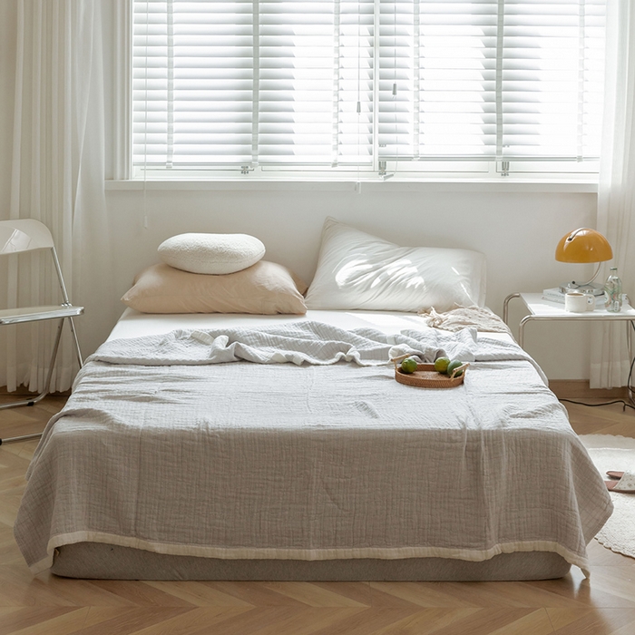 91家纺网 家纺一手货源 找家纺 雯雨家纺2023新款A类全棉纱布毛巾被 浅灰