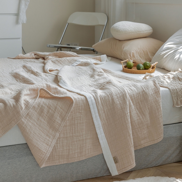 91家纺网 家纺一手货源 找家纺 雯雨家纺2023新款A类全棉纱布毛巾被 浅棕