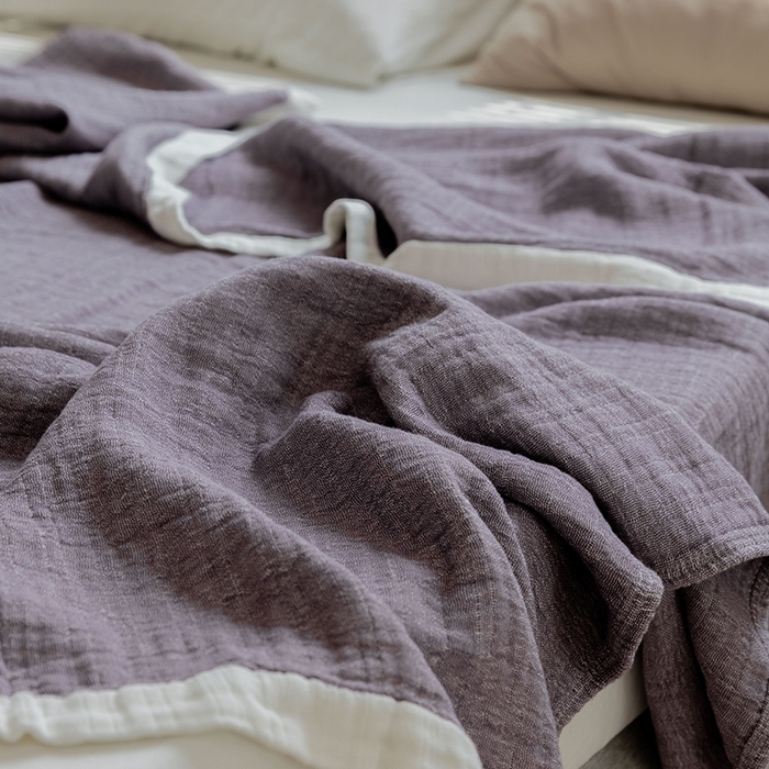 91家纺网 家纺一手货源 找家纺 雯雨家纺2023新款A类全棉纱布毛巾被 紫色