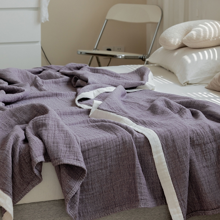 91家纺网 家纺一手货源 找家纺 雯雨家纺2023新款A类全棉纱布毛巾被 紫色