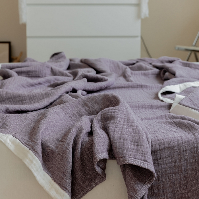 91家纺网 家纺一手货源 找家纺 雯雨家纺2023新款A类全棉纱布毛巾被 紫色