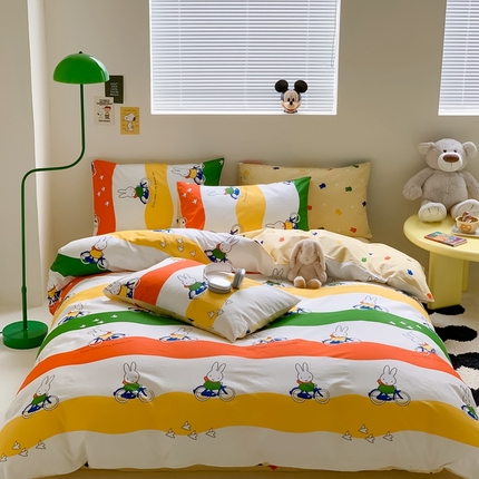 91家纺网 家纺一手货源 找家纺 顾里家居 2023新款40支13372全棉米菲兔正版授权四件套 运动米菲