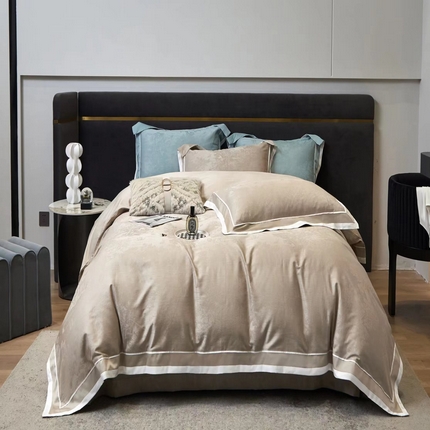 91家纺网 家纺一手货源 找家纺 玖玖爱 2023新款100s全棉贡缎御棉提花四件套 布列塔尼灰