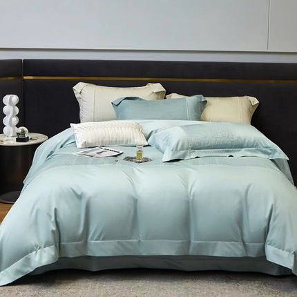 91家纺网 家纺一手货源 找家纺 玖玖爱 2023新款100s全棉贡缎御棉提花珍珠款 午夜飞行绿