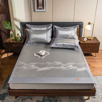 91家纺网 家纺一手货源 找家纺 （总）2023新款 印季 加厚加密立体提花冰藤席