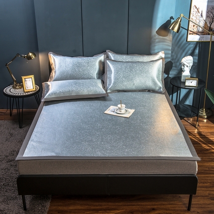 91家纺网 家纺一手货源 找家纺 印季 2023新款-900D三色混搭高精密冰丝席 浅绿