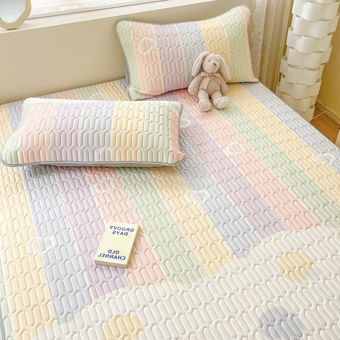 91家纺网 家纺一手货源 找家纺 柒月2023小清新乳胶凉席 彩虹爱心