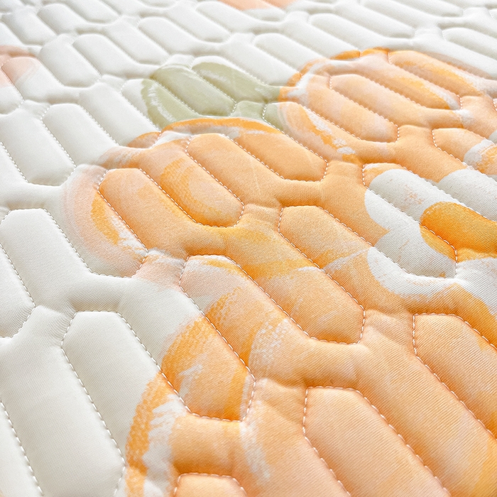 91家纺网 家纺一手货源 找家纺 柒月2023小清新乳胶凉席 橘气花花