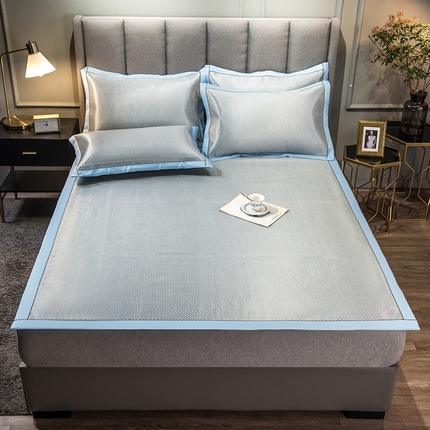 91家纺网 家纺一手货源 找家纺 印记 2023新款高端养生冰藤席 蓝色妖姬