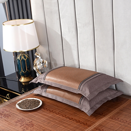 织布人 2023新款荞麦枕夏季冰藤凉席枕全荞麦壳花草枕头枕芯 冰藤直角咖色（40*60）