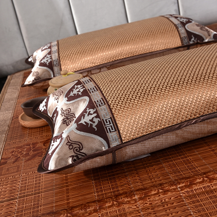 91家纺网 家纺一手货源 找家纺 织布人 2023新款荞麦枕夏季冰藤凉席枕全荞麦壳花草枕头枕芯 冰藤圆角（35*55）