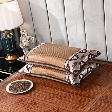 织布人 2023新款荞麦枕夏季冰藤凉席枕全荞麦壳花草枕头枕芯 冰藤圆角（35*55）