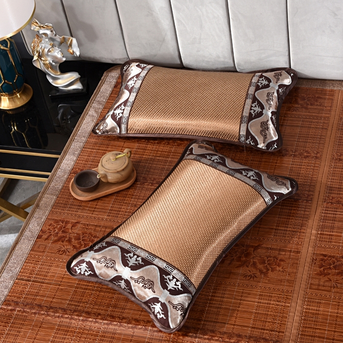 91家纺网 家纺一手货源 找家纺 织布人 2023新款荞麦枕夏季冰藤凉席枕全荞麦壳花草枕头枕芯 冰藤圆角（35*55）