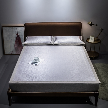 91家纺网 家纺一手货源 找家纺 （总）印季 2025新款-600D（纯色）肌理纹4D三明治冰丝席