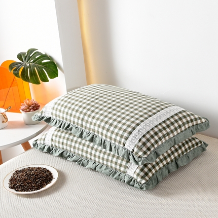 91家纺网 家纺一手货源 找家纺 （总）织布人 2023新款荞麦枕全棉水洗棉大花边全荞麦枕头枕芯