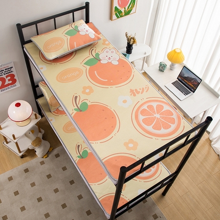 91家纺网 家纺一手货源 找家纺 欣品希 2023年新款学生宿舍单人冰丝席凉席两件套 橙子兔