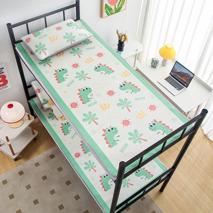 91家纺网 家纺一手货源 找家纺 欣品希 2023年新款学生宿舍单人冰丝席凉席两件套 可爱恐龙