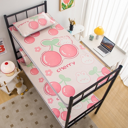 91家纺网 家纺一手货源 找家纺 欣品希 2023年新款学生宿舍单人冰丝席凉席两件套 樱桃兔