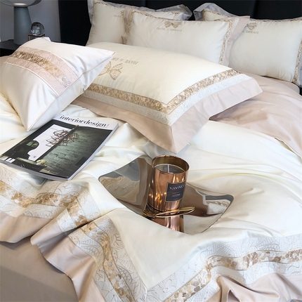 馨蕊 2023新款100支CR工艺全棉系列四件套-棉小香颂 小香颂-月光白