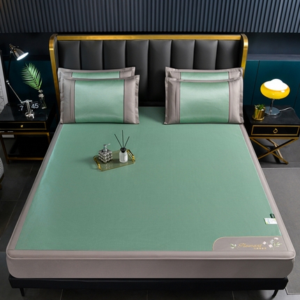 91家纺网 家纺一手货源 找家纺 小牛 2023新款艾草冰丝席-床笠款 艾草清香冰丝席（床笠款）-绿色