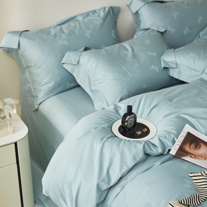 91家纺网 家纺一手货源 找家纺 舒慕 2025新款100支长绒棉提花四件套 多伦多