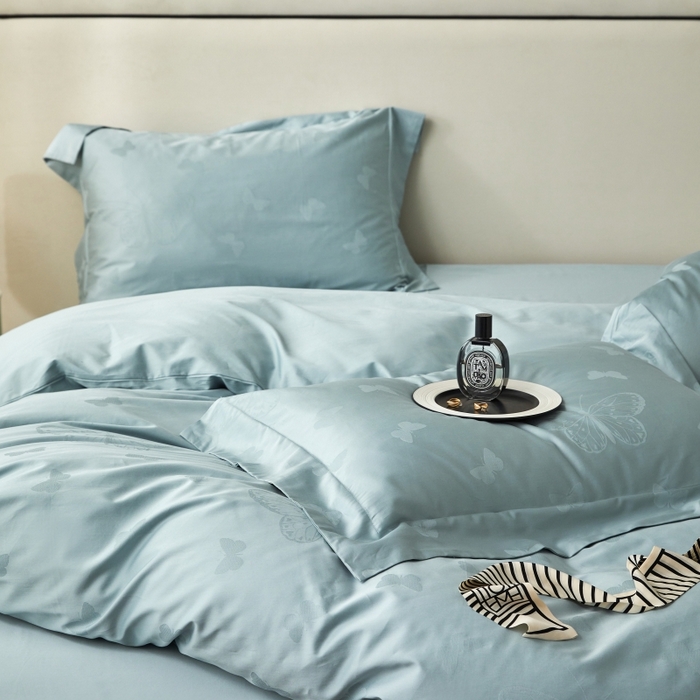 91家纺网 家纺一手货源 找家纺 舒慕 2025新款100支长绒棉提花四件套 多伦多