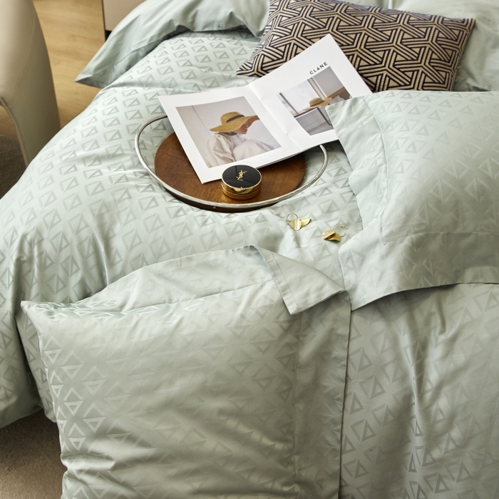 91家纺网 家纺一手货源 找家纺 舒慕 2025新款100支长绒棉提花四件套 秋水