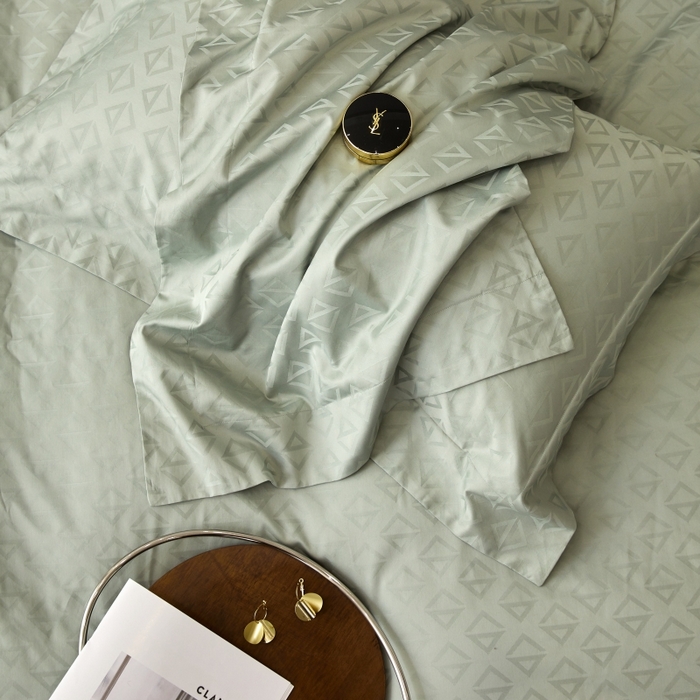 91家纺网 家纺一手货源 找家纺 舒慕 2025新款100支长绒棉提花四件套 秋水