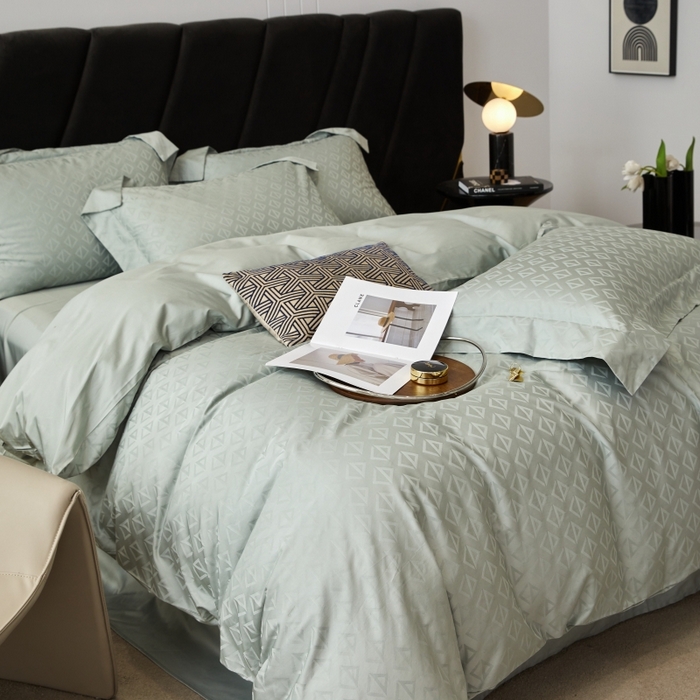 91家纺网 家纺一手货源 找家纺 舒慕 2025新款100支长绒棉提花四件套 秋水