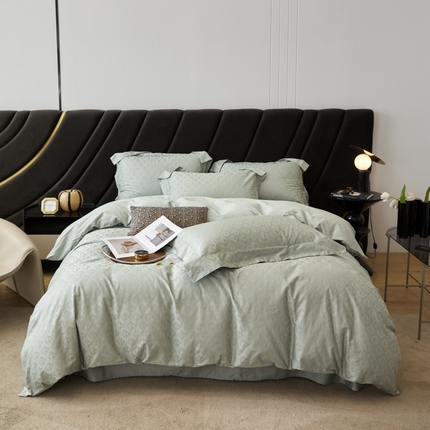 舒慕 2025新款100支长绒棉提花四件套 秋水