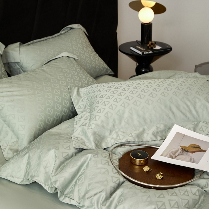 91家纺网 家纺一手货源 找家纺 舒慕 2025新款100支长绒棉提花四件套 秋水