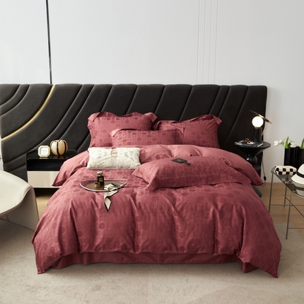 91家纺网 家纺一手货源 找家纺 舒慕 2025新款100支长绒棉提花四件套 冰岛恋歌