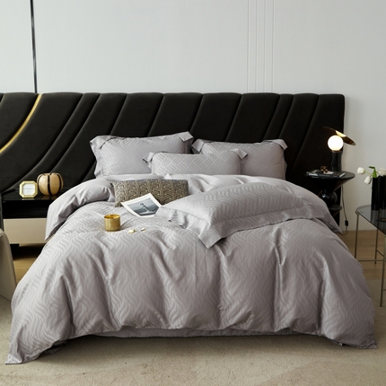 91家纺网 家纺一手货源 找家纺 舒慕 2025新款100支长绒棉提花四件套 烟雨星云