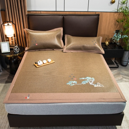 91家纺网 家纺一手货源 找家纺 （总）席世家 2023新款包边刺绣5根加粗藤席